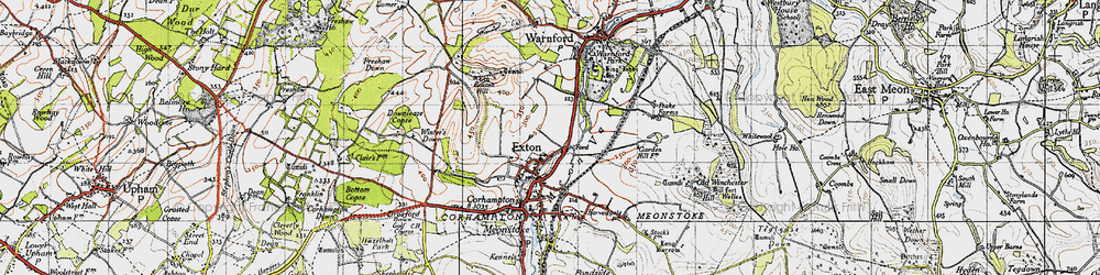 Old map of Exton in 1945