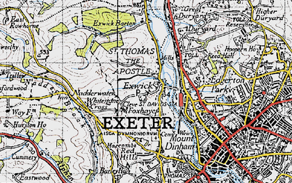 Old map of Exwick in 1946