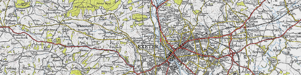 Old map of Exwick in 1946