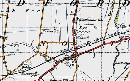 Old map of Eye Green in 1946