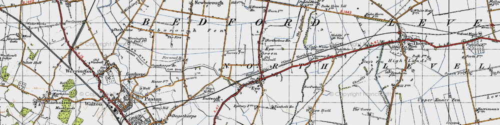 Old map of Eye Green in 1946