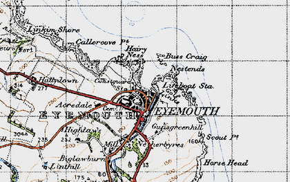 Old map of Acredale in 1947