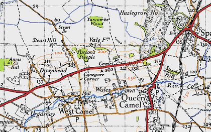 Old map of Yarcombe Wood in 1945