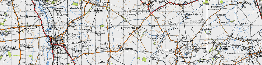 Old map of Eyeworth in 1946