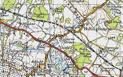 Old map of Eyhorne Street in 1946