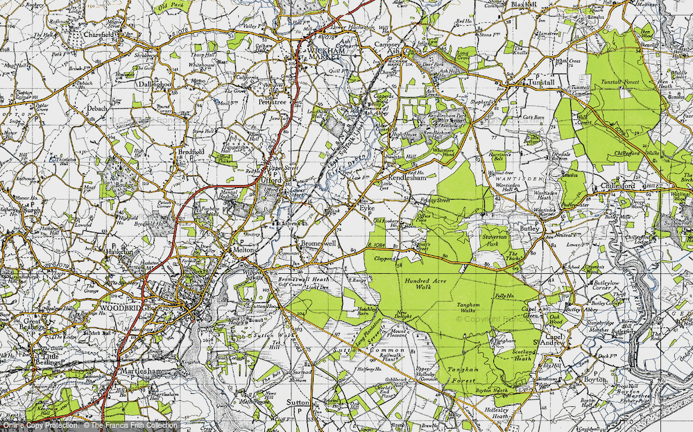 Old Map of Eyke, 1946 in 1946