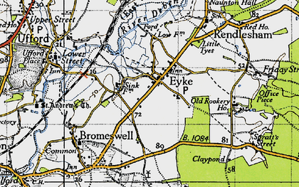 Old map of Eyke in 1946