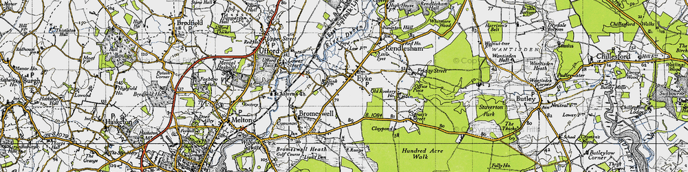 Old map of Eyke in 1946