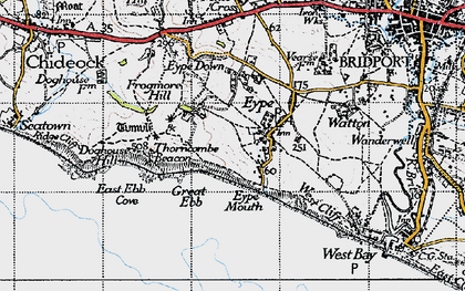 Old map of Eype in 1945