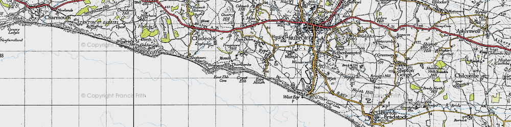 Old map of Eype's Mouth in 1945