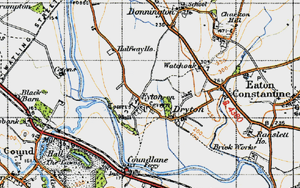 Old map of Eyton on Severn in 1947