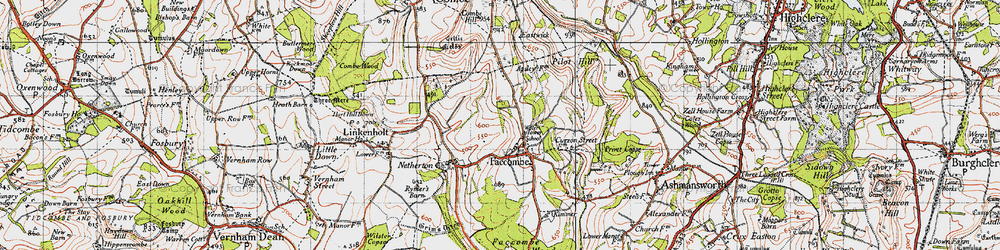 Old map of Faccombe in 1945