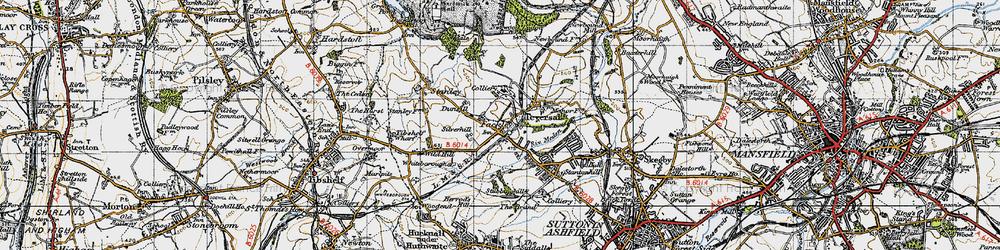 Old map of Fackley in 1947