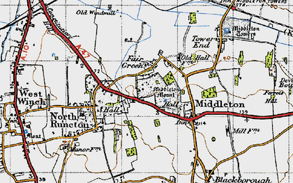 Old map of Fair Green in 1946