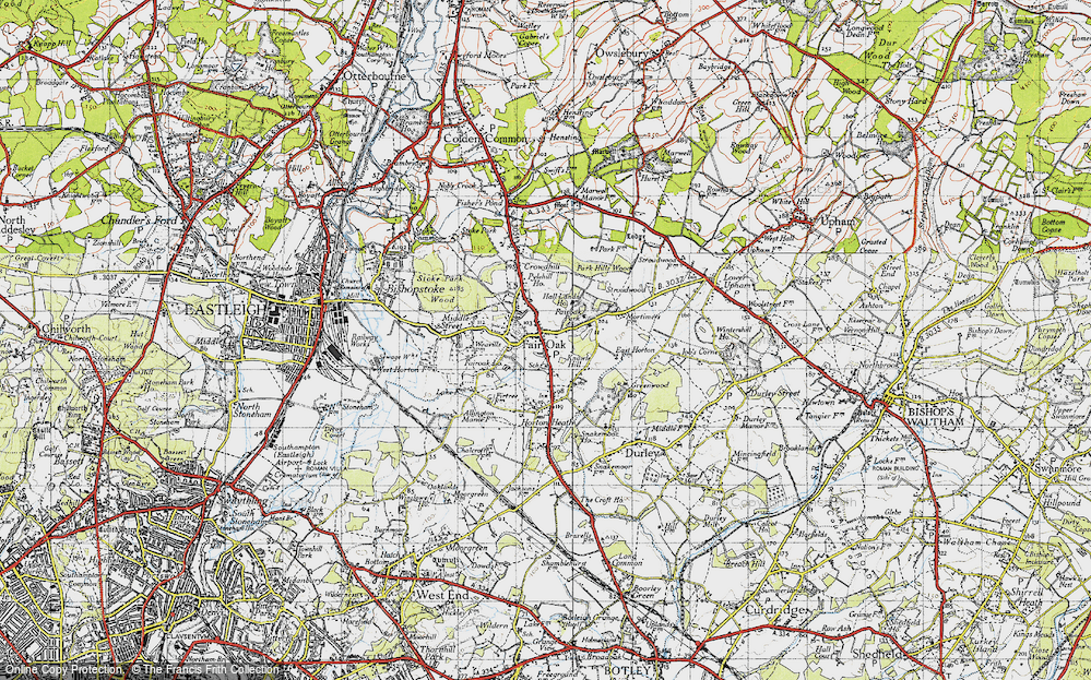 Old Map of Fair Oak, 1945 in 1945