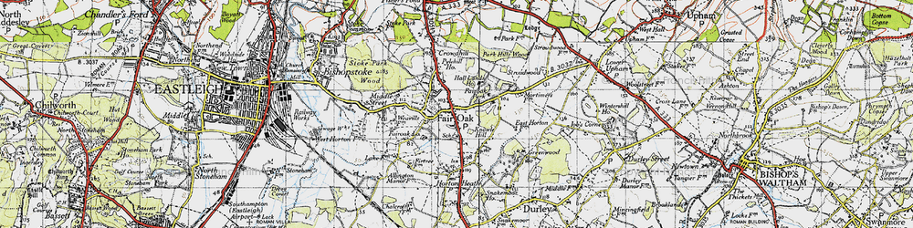 Old map of Fair Oak in 1945
