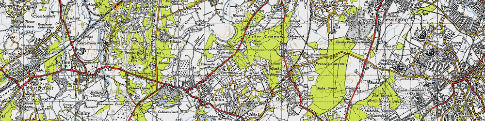 Old map of Fairmile in 1945