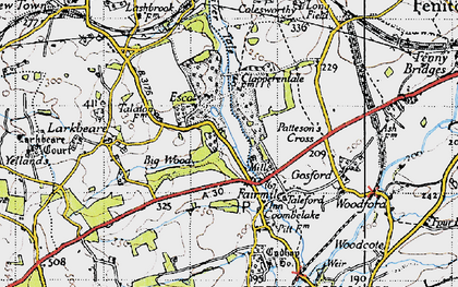 Old map of Escot Park in 1946