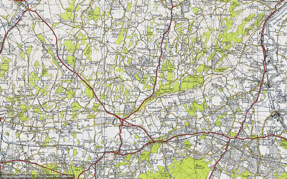Old Map of Historic Map covering Wrotham Hill Park in 1946