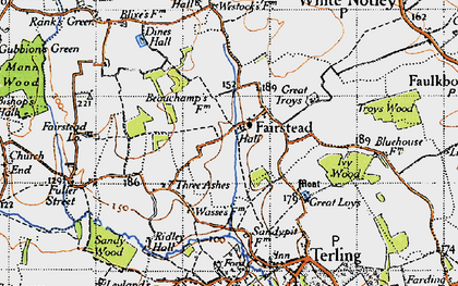 Old map of Fairstead in 1945