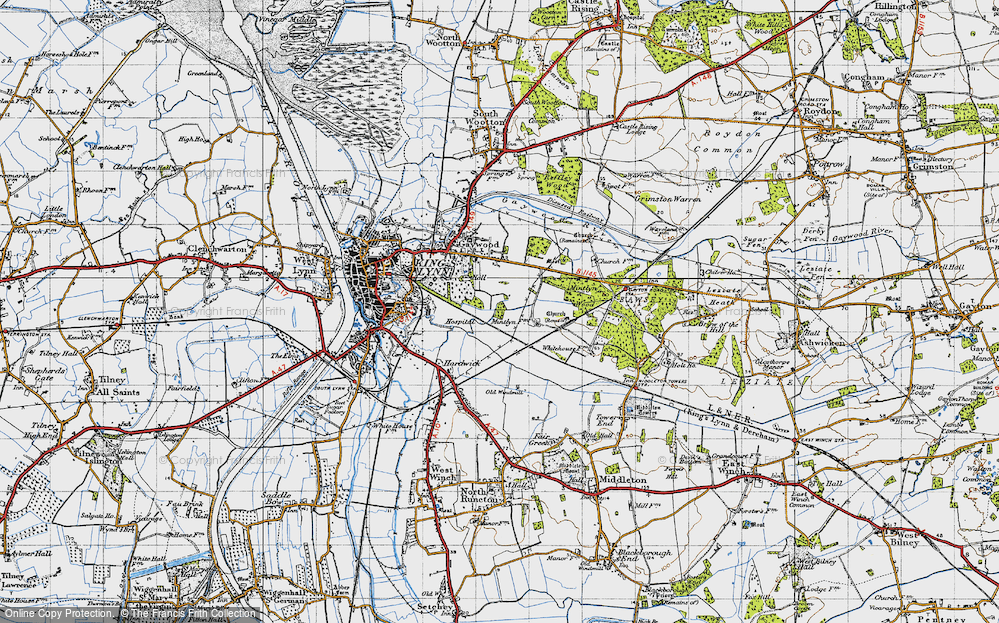 Old Map of Historic Map covering Hardwick Industrial Estate in 1946