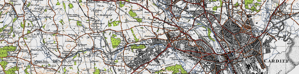 Old map of Fairwater in 1947