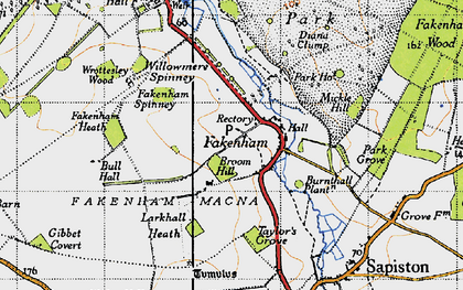 Old map of Euston Park in 1946