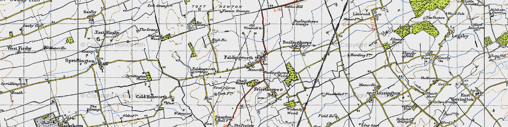 Old map of Buslingthorpe Wood in 1947