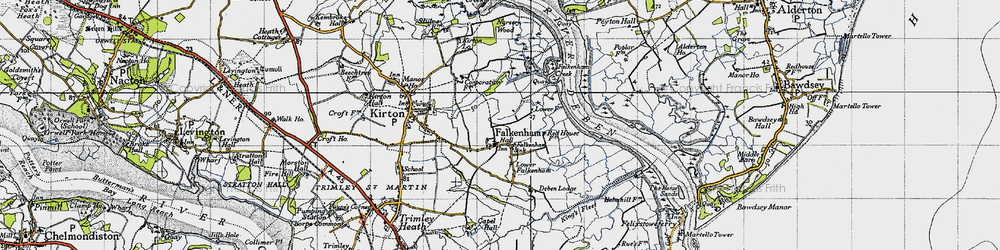 Old map of Falkenham in 1946