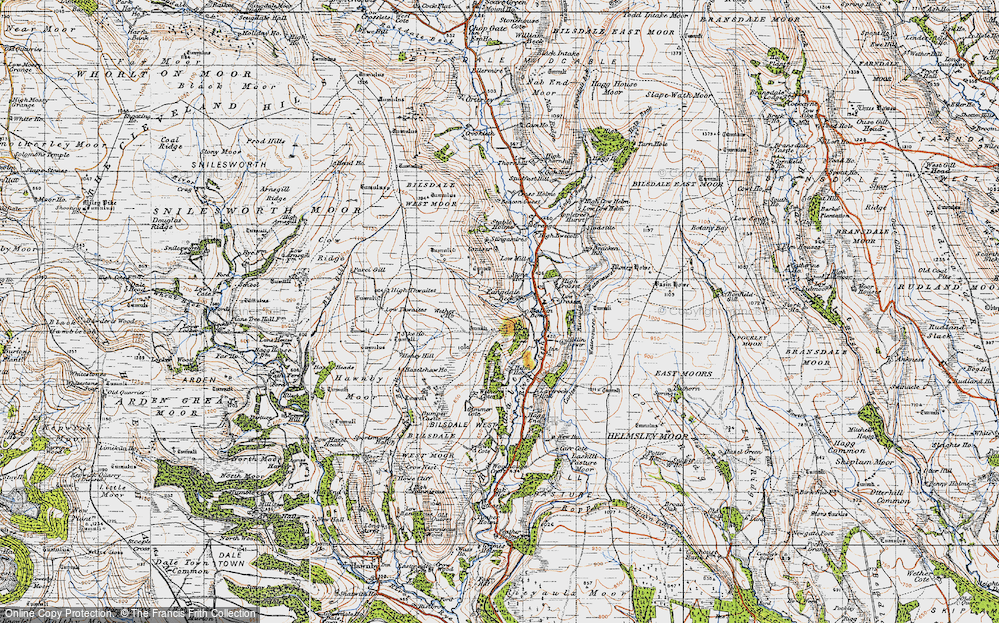Old Map of Historic Map covering Blow Gill in 1947