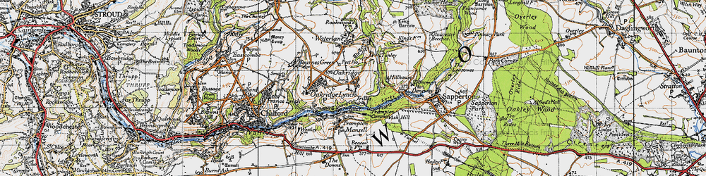 Old map of Far Oakridge in 1947