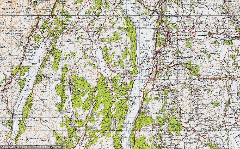 Old Map of Historic Map covering Bishop Woods in 1947