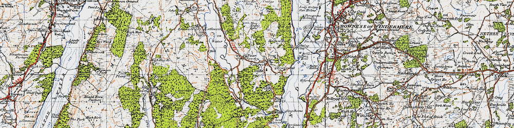 Old map of Far Sawrey in 1947