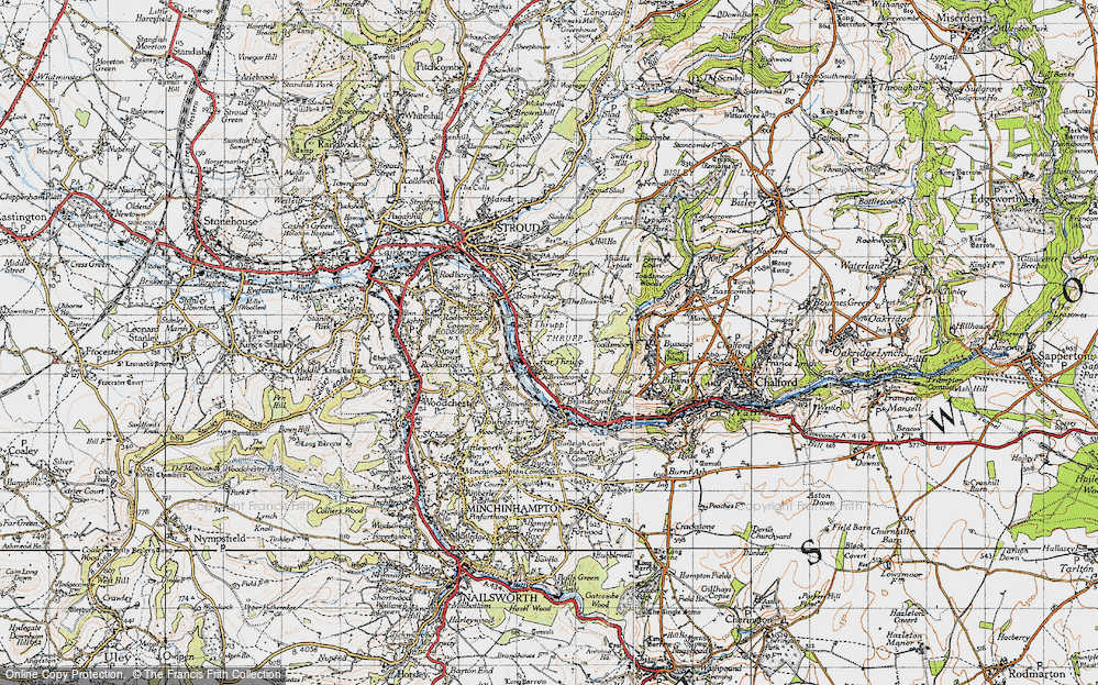 Old Map of Historic Map covering Middle Lypiatt in 1946