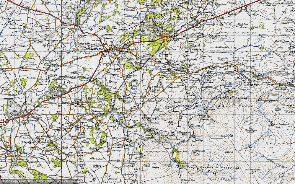 Old Map of Historic Map covering Boon Hill in 1947