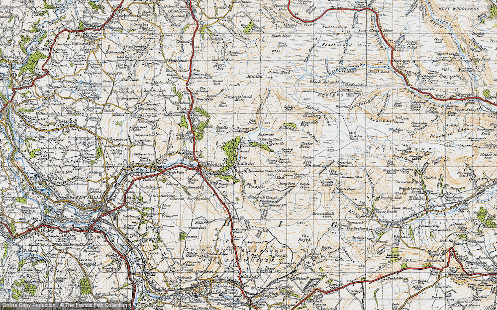 Old Map of Historic Map covering Broad Clough in 1947