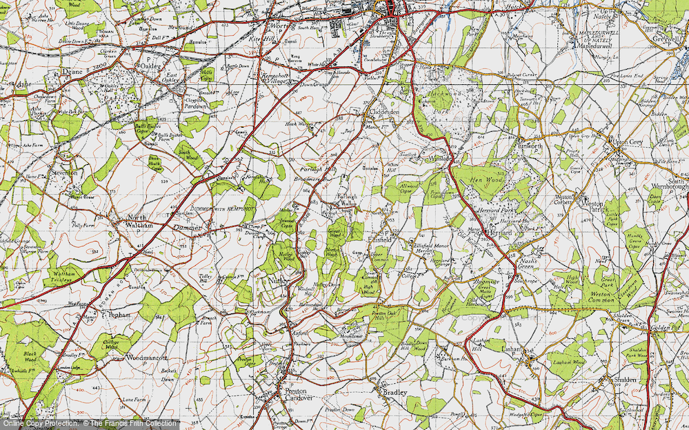 Old Map of Historic Map covering Bedlam Bottom in 1945
