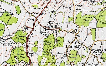 Old map of Farleigh Wallop in 1945