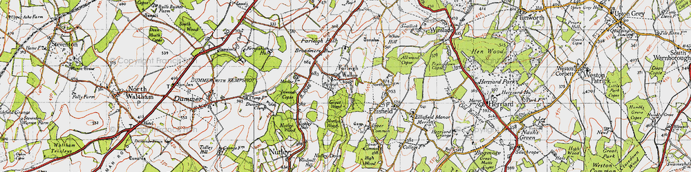 Old map of Farleigh Wallop in 1945