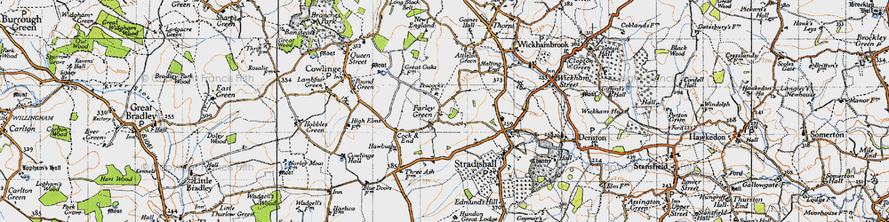 Old map of Farley Green in 1946