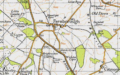 Old map of Farnborough in 1947