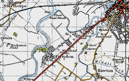 Old map of Fosse Way (Roman Road) in 1946