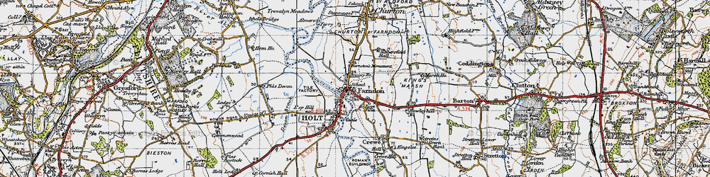 Old map of Farndon in 1947