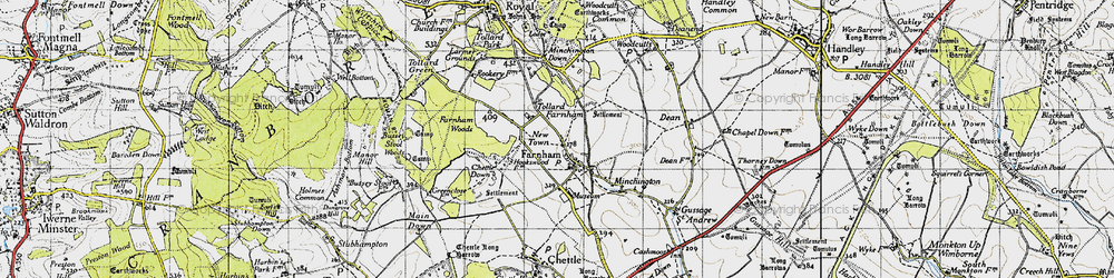 Old map of Farnham in 1940