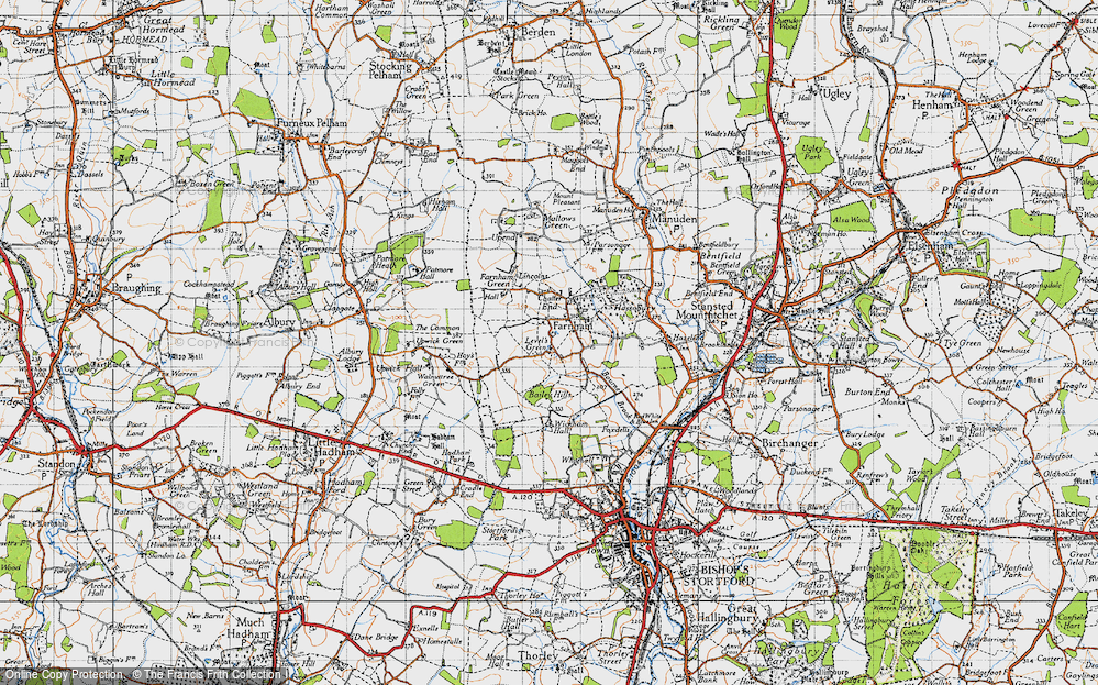 Old Map of Historic Map covering Bailey Hills in 1946