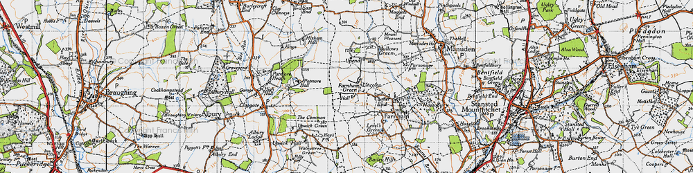 Old map of Farnham Green in 1946