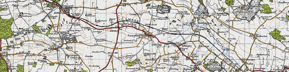 Old map of Farnsfield in 1947