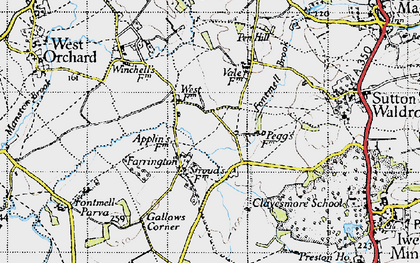 Old map of Farrington in 1945
