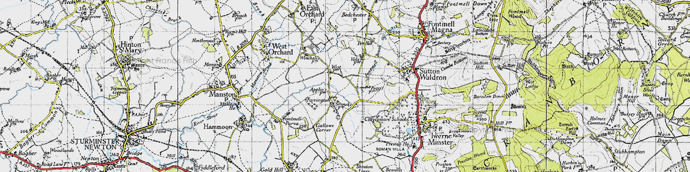Old map of Farrington in 1945