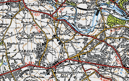 Old map of Farsley Beck Bottom in 1947